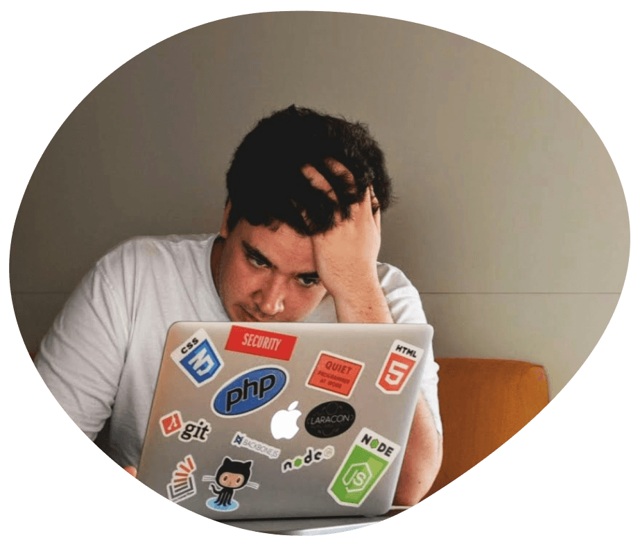 Frustrated guy with a laptop