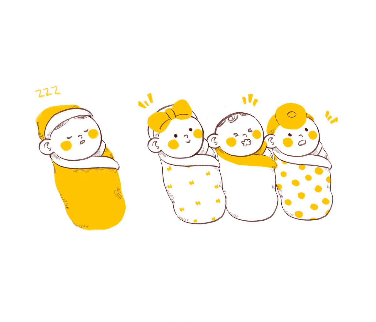 Drawing of multiple babies