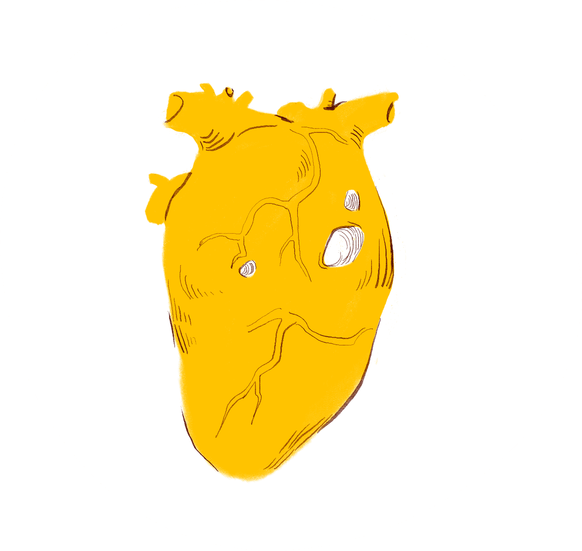 Drawing of heart with small holes
