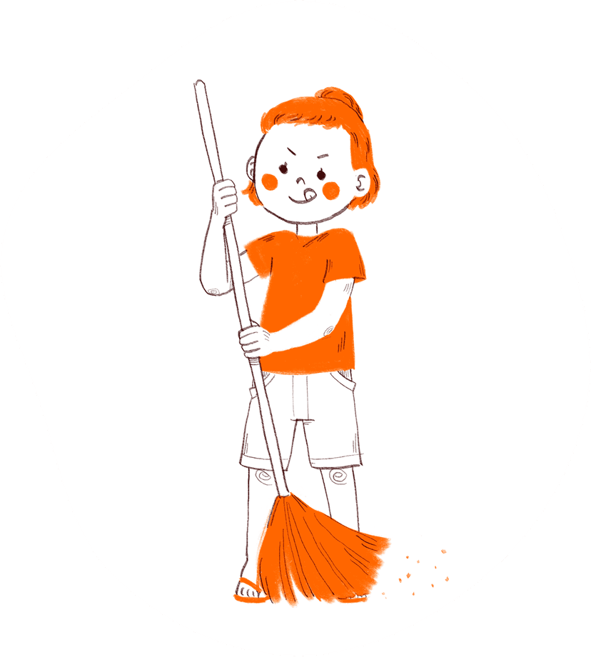 Sandy sweeping.